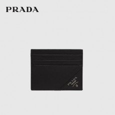 프라다(PRADA) 사피아노 가죽 카드 홀더 - 블랙